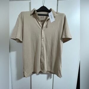 Calvin Klein Men's Beige Short-Sleeve Button-Down Shirt
